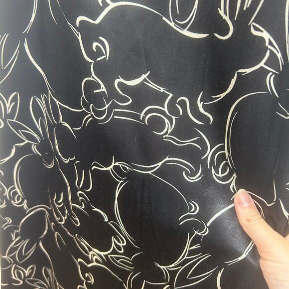Zara Neutral Black White Sleeveless Rabbit Print Satin Slip Midi Dress XS - Picture 7 of 7